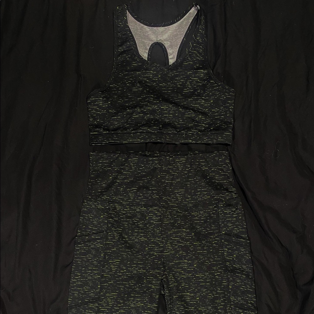 Black/Green 2Pc biker set bnwot sz L